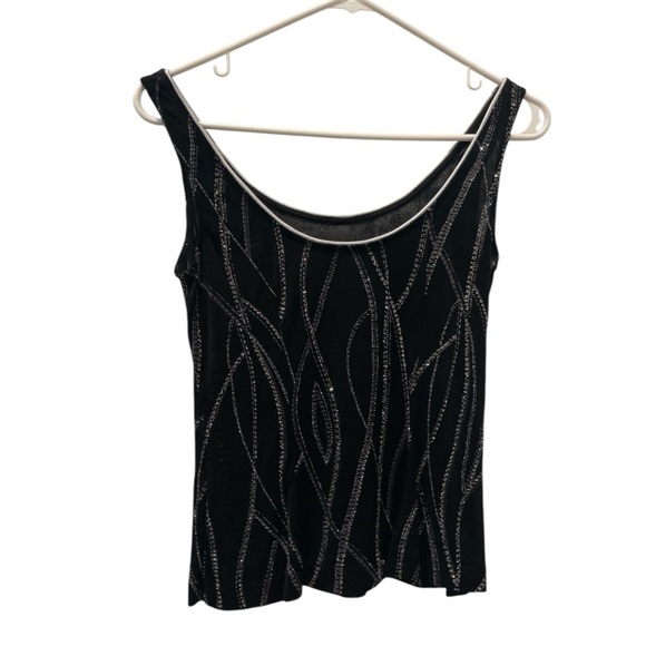 Alex Evening Black Sleeveless Top with Silver Accents And Jacket Set.Size S - Picture 10 of 16